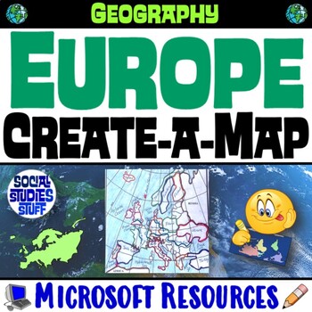 Preview of Europe Create a Map Worksheet | Absolute and Relative Location Map Clues