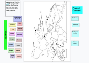 Preview of Europe Drag and Drop Map and Vocabulary-Intro to Europe