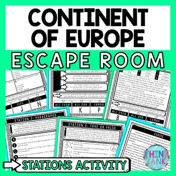 Preview of Europe Escape Room Stations - Reading Comprehension Activity - World Geography