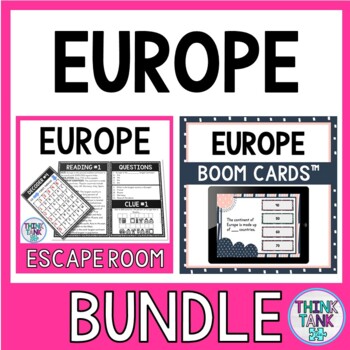 Preview of Europe Escape Room and Boom Cards™ BUNDLE - Continents and Geography