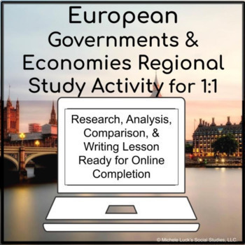 Preview of Europe European Countries Government & Economy 1:1 for Google Classroom Lesson