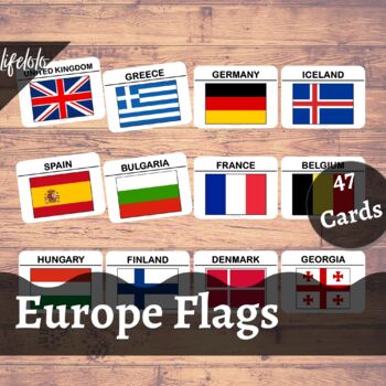 Preview of Europe Flags - 47 Flash Cards | Homeschooling | Montessori Geography