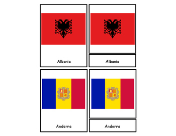 Preview of Europe Flags Three Part Cards