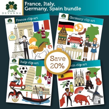 Preview of Europe - France, Germany, Italy, Spain - Clip Art Bundle