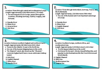 Preview of Europe Geographical Features and Nations Task Cards GSE SS6G7