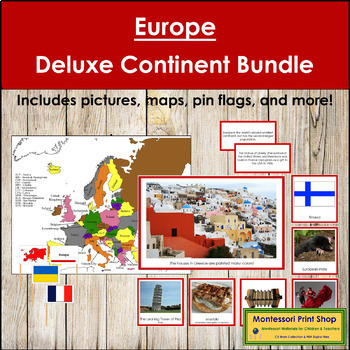 Preview of Europe Deluxe Continent Bundle (Color Borders) - Montessori Geography
