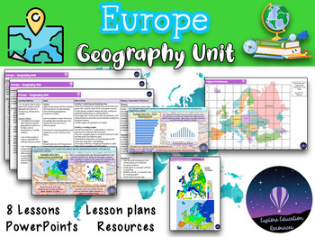 Preview of Europe - Geography Unit: Mapping, European Country Features, Landmarks, Grid Ref