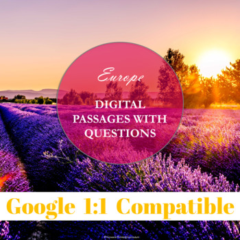 Preview of Europe Geography & History Passages for Google Classroom, Print, More