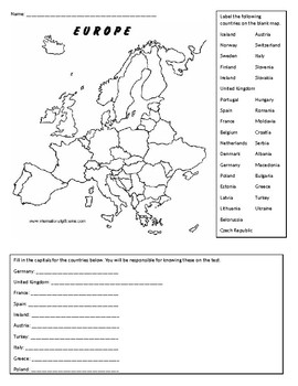 Preview of Europe Labeling Map Geography