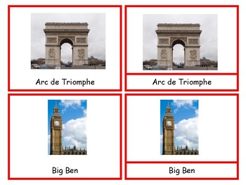Preview of Europe Landmarks Montessori 3 part cards