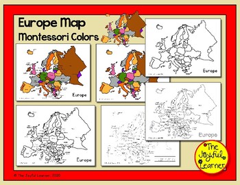 Preview of Europe Map (Montessori Colors) Printable - Includes tracing sheets