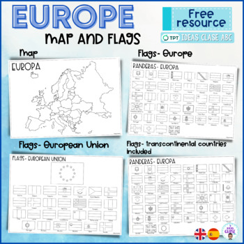 Preview of Europe geography activity- Map and flags- Europa- mapa y banderas