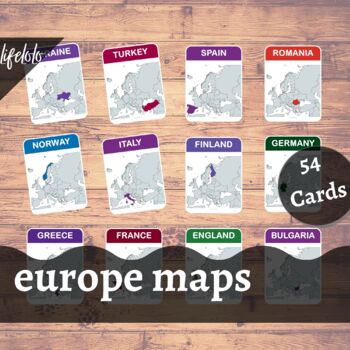 Preview of Europe Maps - 54 Flash Cards | Homeschooling | Montessori Geography