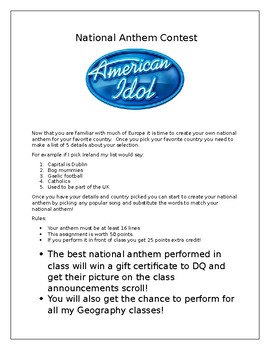 Preview of Europe National Anthem Contest