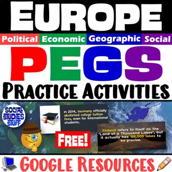 Preview of Europe PEGS Factors Practice Activity and Worksheet  | Social Studies | Google