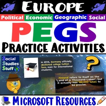 Preview of Europe PEGS Factors Practice Activity and Worksheet | Social Studies | Microsoft