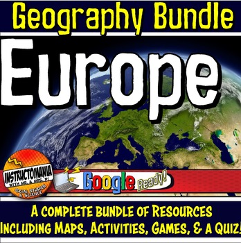 Preview of Europe Physical Geography Bundle Map Activities & Quizzes Google Digital & Print