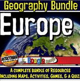 Europe Physical Geography Bundle Map Activities & Quizzes 