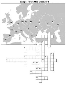 Europe Rivers Map Crossword by Northeast Education TPT