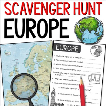 Preview of Europe Atlas Scavenger Hunt - European Continent & Countries Geography Activity