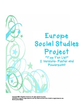 Preview of Europe Social Studies Project- Top Ten List