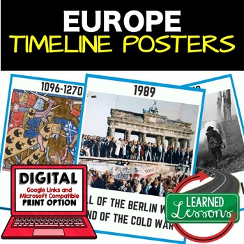 Preview of Europe Timeline Posters and Activity Pages Print and Google