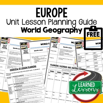 Preview of Europe Lesson Plan Guide for World Geography Back To School