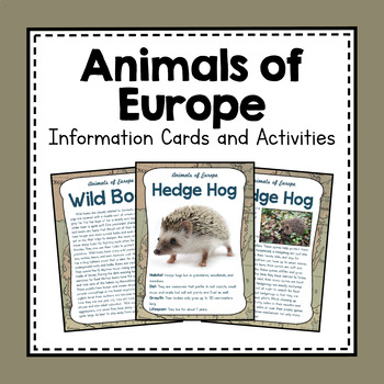 Preview of Europe Unit Study | Animals of Europe | Animal Facts Activity
