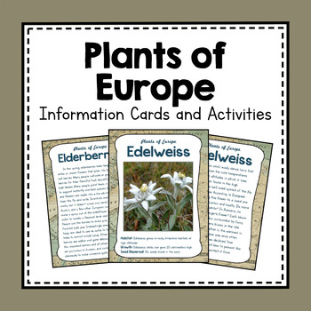 Preview of Europe Unit Study | Plants of Europe Information Cards