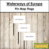 Waterways of Europe Map Labels - Pin Map Flags