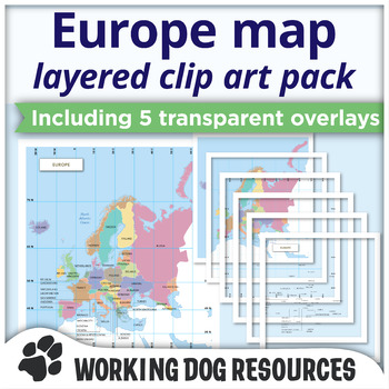 Preview of Europe map clip art pack - complete and layered