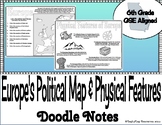 Europe's Political Map & Physical Features Doodle Notes (G