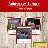 Animals of Europe 3-Part Cards (color borders) - Continent Cards