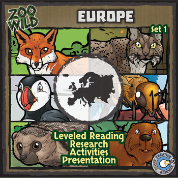 Preview of European Animals Activities - Set 1 - Reading, Printables, Slides & Digital INB