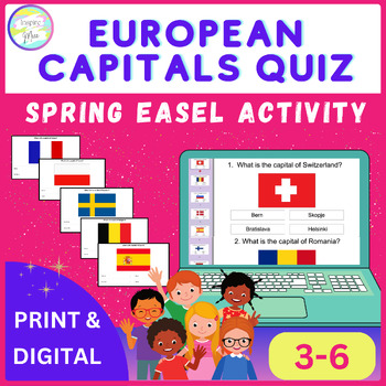 Preview of European Capitals Quiz | Spring Easel Activity