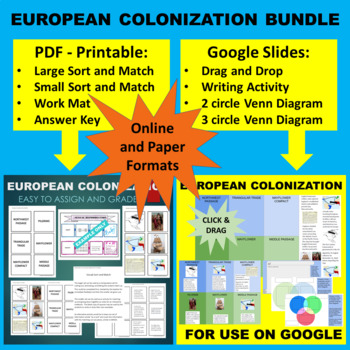 Preview of European Colonization Sort & Match Activity - Google & Paper Combo Bundle