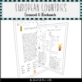 European Countries Crossword & Wordsearch 3-5 Social Studi