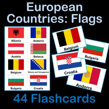 Preview of European Countries - Flags - Flashcards - Information