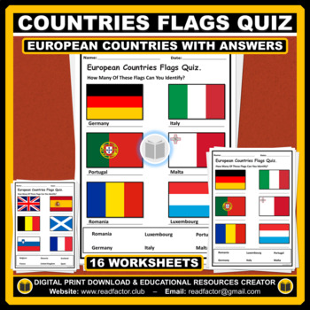 Preview of European Countries Flags Quiz with Answers