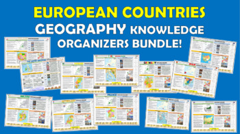 Preview of European Countries Geography Knowledge Organizer Bundle!