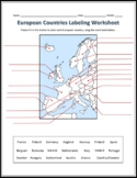European Countries Labeling Worksheet -  Geography
