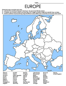 Europe Political Map For Practice European Countries Study Map By A Little Of This And A Little Of That