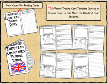 Preview of EUROPEAN COUNTRIES Research Trading Cards Graphic Organizers and QR Codes