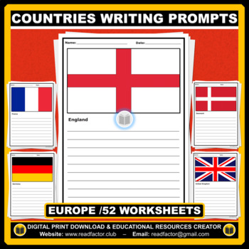 Preview of European Countries Writing Prompts - 52 worksheets