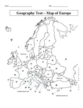 Preview of European Countries and Capitals Geography Test w/ ANSWER KEY