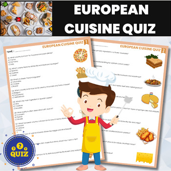 Preview of European Cuisine Quiz | Europe Cultural Assessment  | World Food and Cuisine