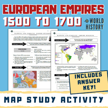 Preview of European Empires Map Study Worksheet - England, France, Spain, Russia, Ottomans