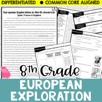 Preview of European Exploration DIFFERENTIATED Reading (SS8H1, SS8H1b) *8th Grade* CCSS