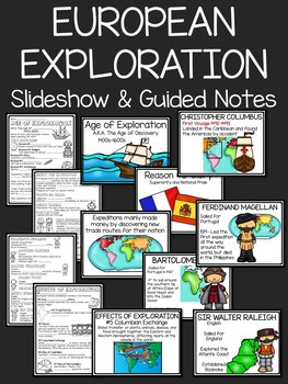 Preview of European Exploration Slideshow with Guided Notes and Word Wall