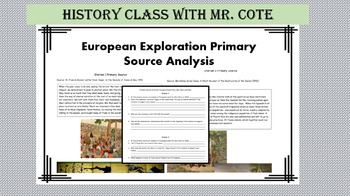 Preview of European Exploration Primary Source Analysis
